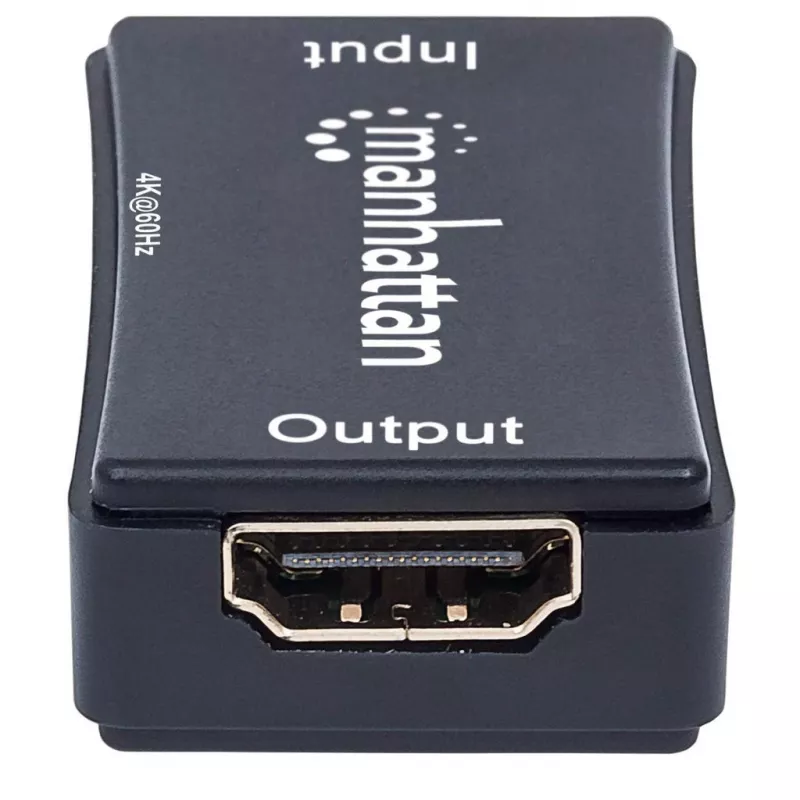 AV atkārtotājs Manhattan HDMI Repeater 4K@60Hz, 1xHDMI ieeja/izeja, 600 MHz joslas platums, līdz 40 m, barošana caur micro‑USB, melns