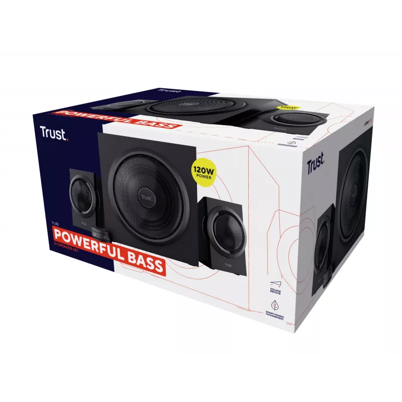 Trust Yuri skaļruņu komplekts 60 W Universāls Melns 2.1 kanāli 1-veida 15 W