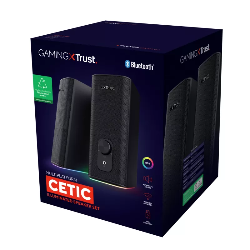 Trust GXT 612 CETIC melns, vadu un bezvadu, 18 W