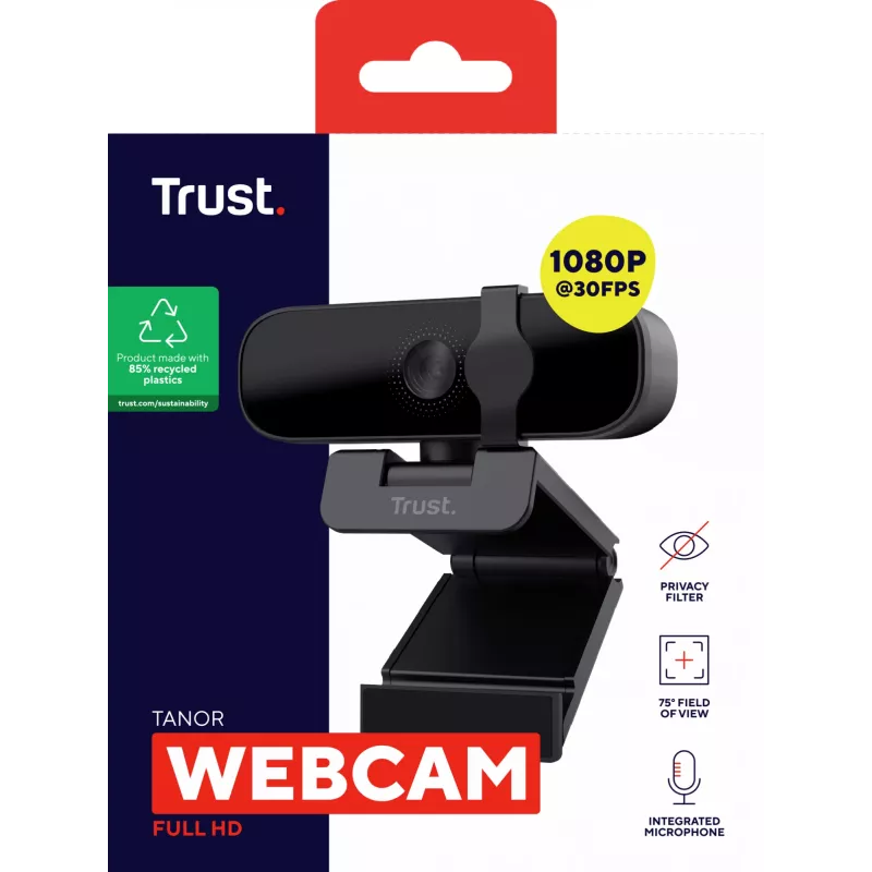 Trust Tanor tīmekļa kamera 1920 x 1080 pikseļi USB melna