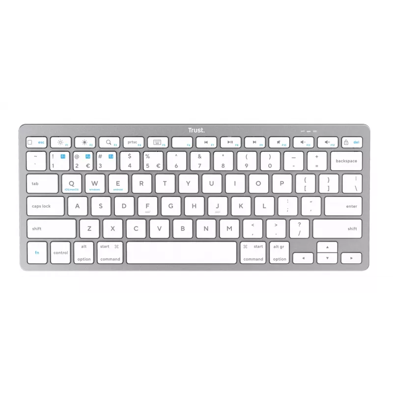 Trust 24651 bezvadu QWERTY US English klaviatūra, sudraba