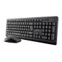 Bezvadu tastatūras un peles komplekts TRUST Primo — pilna izmēra QWERTY US angļu tastatūra, RF USB-A uztvērējs, 1200 DPI optiskā pele, melna