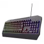 Vadu spēļu klaviatūra TRUST GXT 836 Evocx USB QWERTY US English, RGB fona apgaismojums, plaukstu balsts, 114 taustiņi, 110% izkārtojums