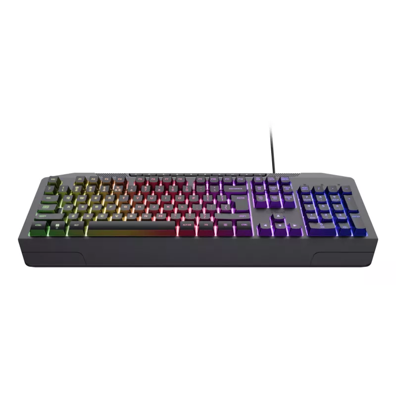 Vadu spēļu klaviatūra TRUST GXT 836 Evocx USB QWERTY US English, RGB fona apgaismojums, plaukstu balsts, 114 taustiņi, 110% izkārtojums