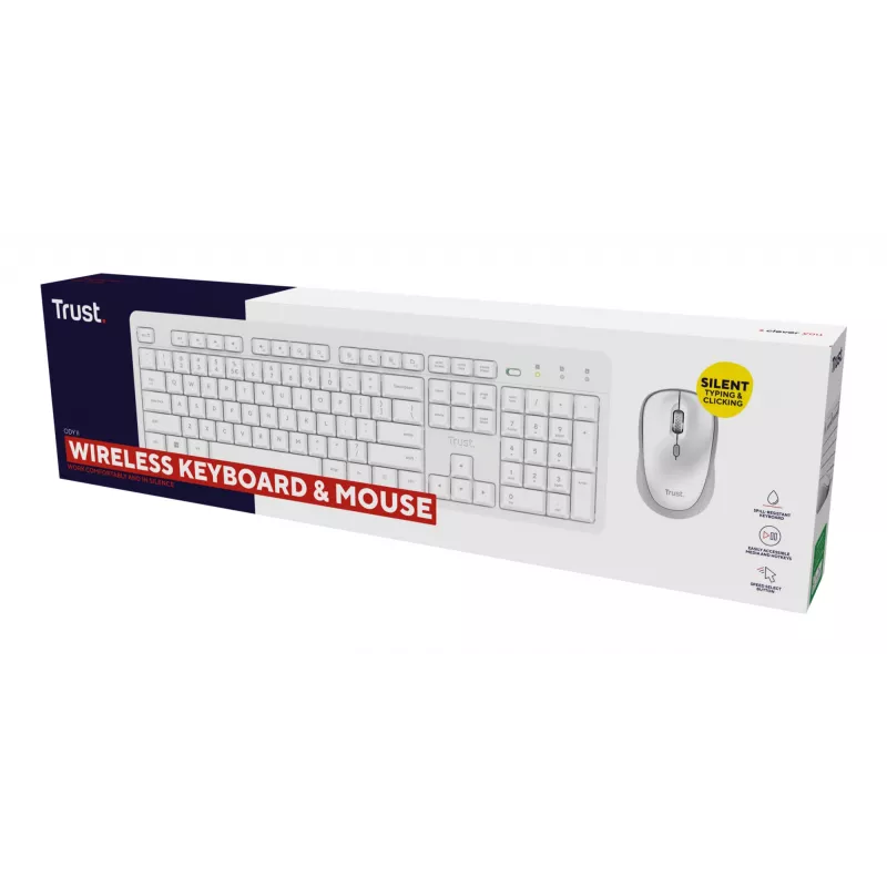 Trust Ody II klaviatūra ar peli Iekļauta Mājas/Biroja RF bezvadu QWERTY ASV angļu valodā Balta