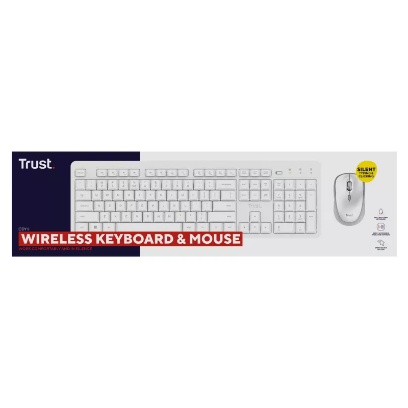Trust Ody II klaviatūra ar peli Iekļauta Mājas/Biroja RF bezvadu QWERTY ASV angļu valodā Balta