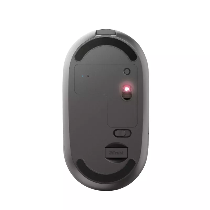 Trust Puck uzlādējama bezvadu īpaši plāna pele, piemērota abām rokām, optiska, RF bezvadu + Bluetooth, 1600 DPI, melna