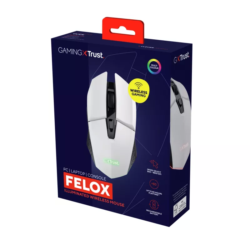 Trust GXT 110 FELOX pele Spēlēm Labroču RF Bezvadu Optiskā 4800 DPI