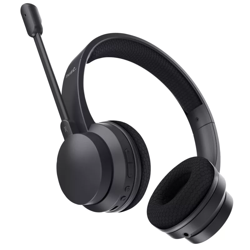 Trust Ayda austiņas vadu un bezvadu galvas lentes zvaniem / mūzikai USB-C Bluetooth melnas