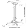 Techly projektora griestu stiprinājuma pagarinājums 380-580 mm sudraba ICA-PM 18S