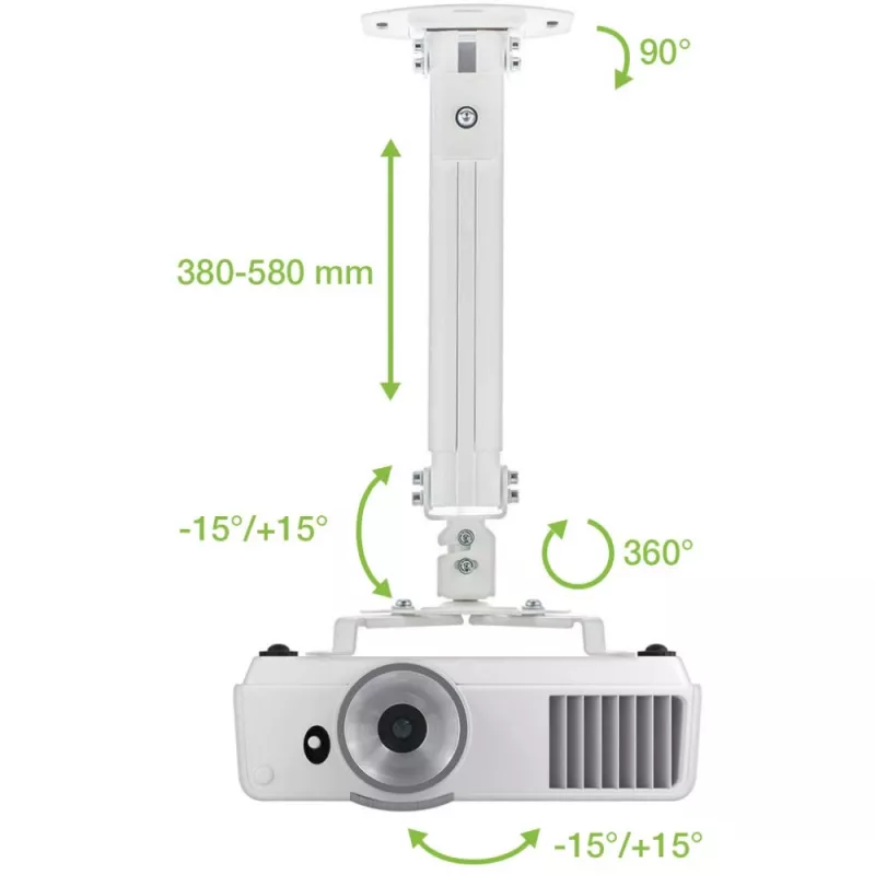 Techly projektora griestu stiprinājuma pagarinājums 380-580 mm sudraba ICA-PM 18S