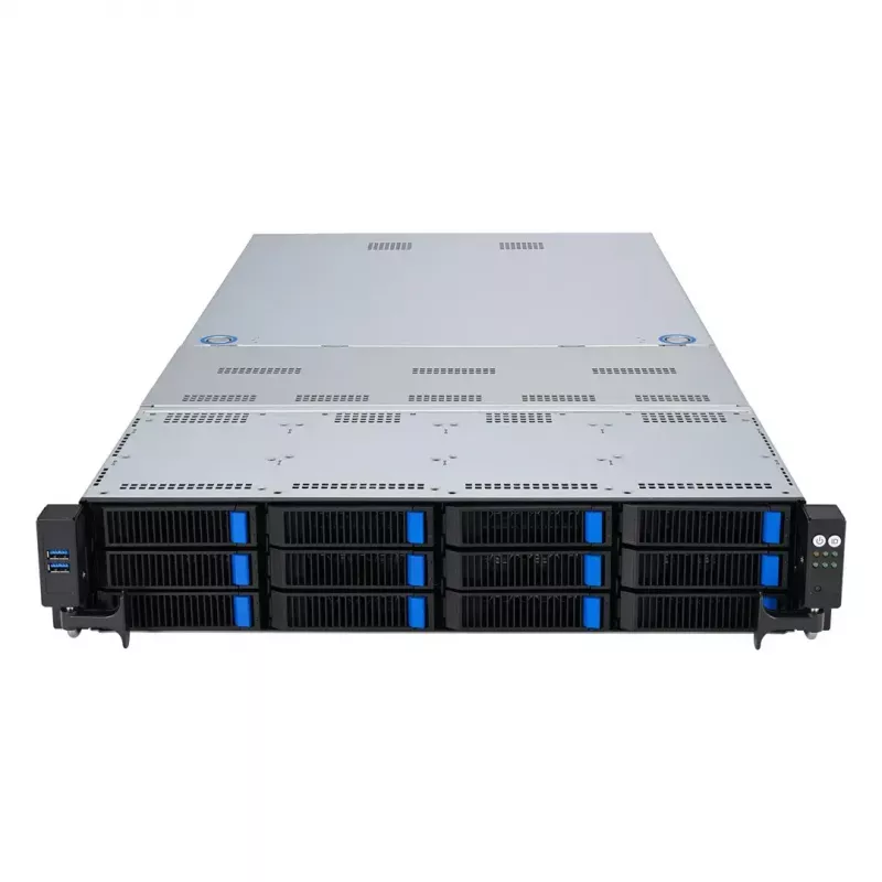 Rack serveris ASUS RS720A-E12-RS24U 2U Socket SP5, 2x CPU atbalsts, 24x 2,5 collu nodalījumi, 24 DIMM DDR5 sloti, 2600W PSU, 10GbE
