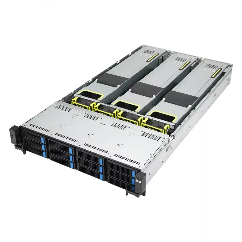 Rack serveris ASUS RS720A-E12-RS24U 2U Socket SP5, 2x CPU atbalsts, 24x 2,5 collu nodalījumi, 24 DIMM DDR5 sloti, 2600W PSU, 10GbE