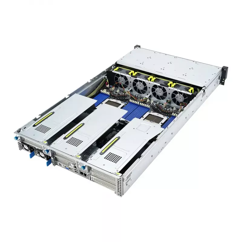 Rack serveris ASUS RS720A-E12-RS24U 2U Socket SP5, 2x CPU atbalsts, 24x 2,5 collu nodalījumi, 24 DIMM DDR5 sloti, 2600W PSU, 10GbE
