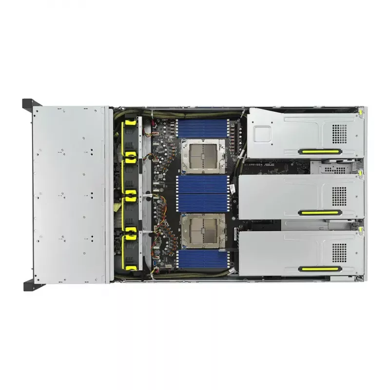 Rack serveris ASUS RS720A-E12-RS24U 2U Socket SP5, 2x CPU atbalsts, 24x 2,5 collu nodalījumi, 24 DIMM DDR5 sloti, 2600W PSU, 10GbE