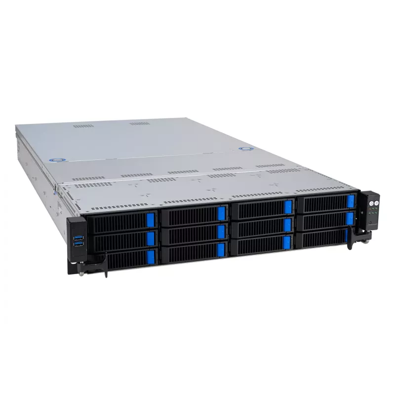 ASUS RS521A-E12-RS12U Socket SP5 Rack (2U) melns, sudrabains