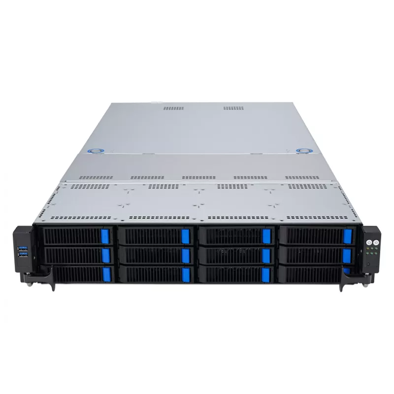 ASUS RS521A-E12-RS12U Socket SP5 Rack (2U) melns, sudrabains