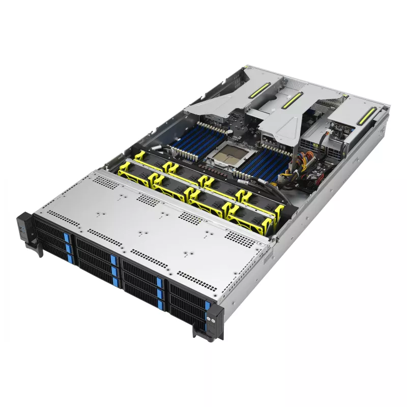 ASUS RS521A-E12-RS12U Socket SP5 Rack (2U) melns, sudrabains