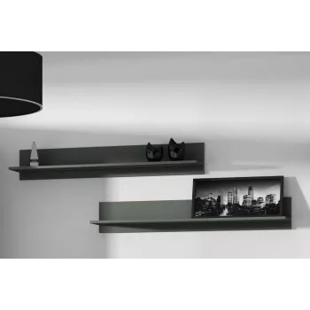 Peldošo sienas plauktu komplekts Cama Meble SOHO 1250×200×200 mm, skaidu plātne, melns matēts (divi plaukti)