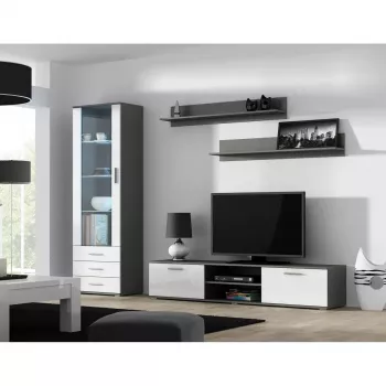 Peldošu sienas plauktu komplekts Cama Meble SOHO, 2 plaukti, 1250×200×200 mm, skaidu plātne, pelēks matēts