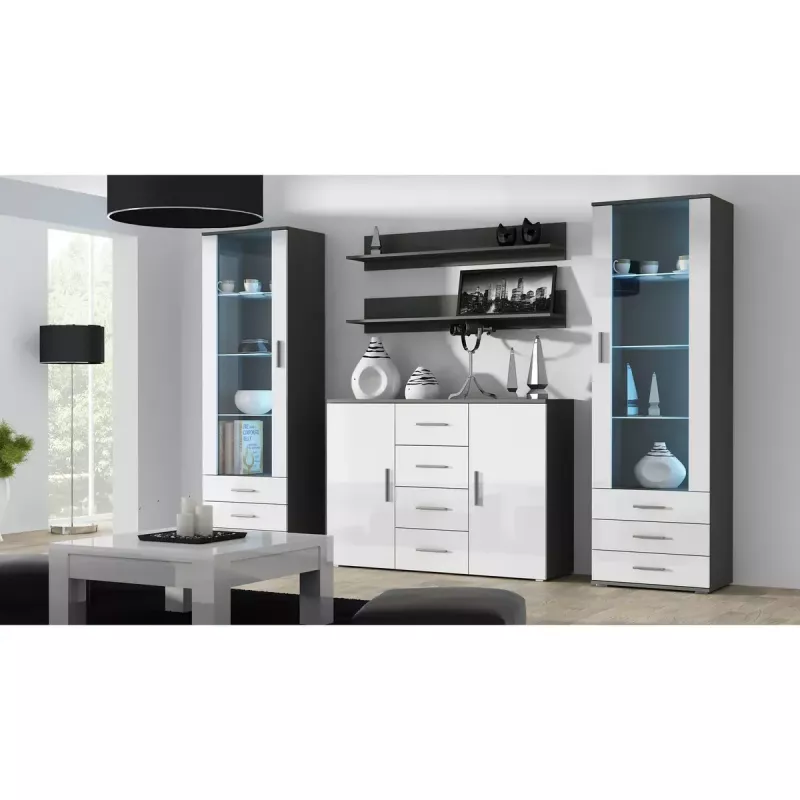 Peldošu sienas plauktu komplekts Cama Meble SOHO, 2 plaukti, 1250×200×200 mm, skaidu plātne, pelēks matēts