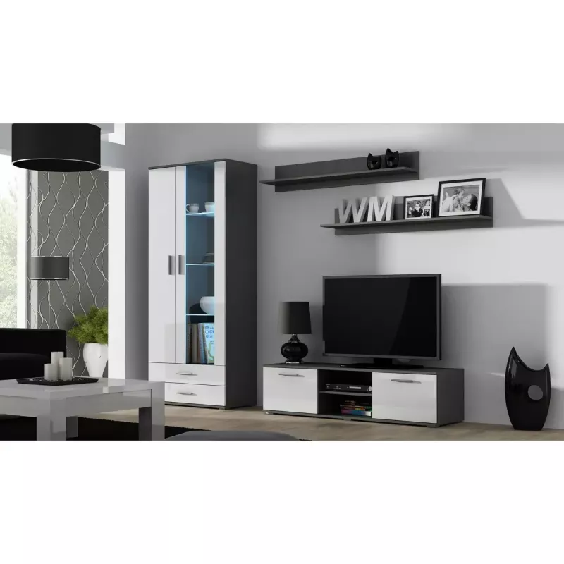 Peldošu sienas plauktu komplekts Cama Meble SOHO, 2 plaukti, 1250×200×200 mm, skaidu plātne, pelēks matēts