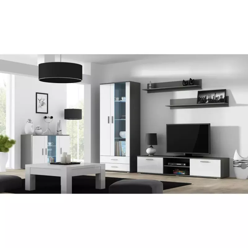 Peldošu sienas plauktu komplekts Cama Meble SOHO, 2 plaukti, 1250×200×200 mm, skaidu plātne, pelēks matēts