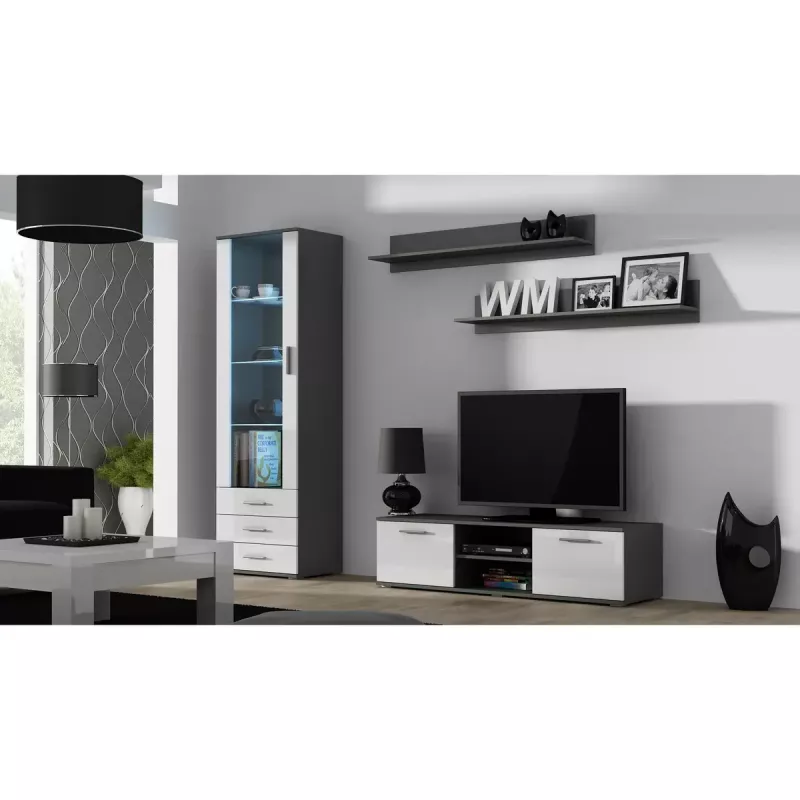 Peldošu sienas plauktu komplekts Cama Meble SOHO, 2 plaukti, 1250×200×200 mm, skaidu plātne, pelēks matēts