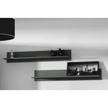 Peldošu sienas plauktu komplekts Cama Meble SOHO, 2 plaukti, 1250×200×200 mm, skaidu plātne, pelēks matēts