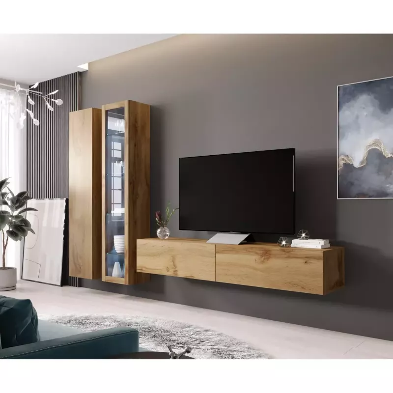 Pie sienas stiprināms skapis Cama Meble VIGO 180, 1800×400×300 mm, Wotan ozols
