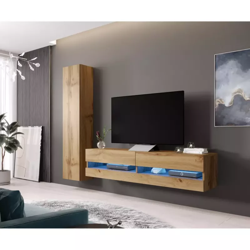 Pie sienas stiprināms skapis Cama Meble VIGO 180, 1800×400×300 mm, Wotan ozols