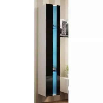 Wall-mounted shelving unit cama meble VIGO NEW 180×40×30 cm balta/Melns gloss