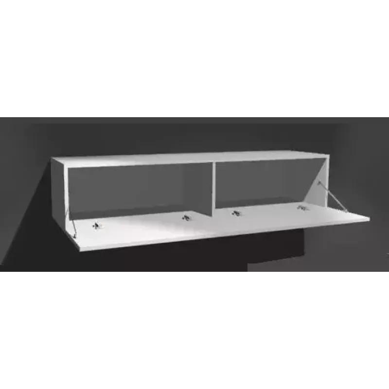 TV statīvs cama meble VIGO 180 — 1800×400×300 mm, balts virsma, balts rāmis, skaidu plātne