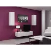 TV statīvs Cama Meble VIGO 140, 1400×400×300 mm, balts spīdīgs virsma, skaidu plātne, balts rāmis
