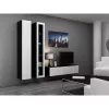TV statīvs cama meble VIGO 140 — 1400×400×300 mm, skaidu plātnes virsma, melna/balts spīdums