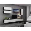 TV statīvs cama meble VIGO 140 — 1400×400×300 mm, skaidu plātnes virsma, melna/balts spīdums