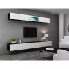 TV statīvs cama meble VIGO 140 — 1400×400×300 mm, skaidu plātnes virsma, melna/balts spīdums