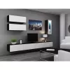 TV statīvs cama meble VIGO 140 — 1400×400×300 mm, skaidu plātnes virsma, melna/balts spīdums