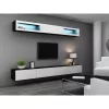 TV statīvs cama meble VIGO 140 — 1400×400×300 mm, skaidu plātnes virsma, melna/balts spīdums