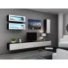 TV statīvs cama meble VIGO 140 — 1400×400×300 mm, skaidu plātnes virsma, melna/balts spīdums