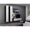 TV statīvs cama meble VIGO 140 — 1400×400×300 mm, skaidu plātnes virsma, melna/balts spīdums