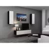 TV statīvs cama meble VIGO 140 — 1400×400×300 mm, skaidu plātnes virsma, melna/balts spīdums