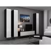 TV statīvs cama meble VIGO 140 — 1400×400×300 mm, skaidu plātnes virsma, melna/balts spīdums
