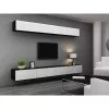 TV statīvs cama meble VIGO 140 — 1400×400×300 mm, skaidu plātnes virsma, melna/balts spīdums