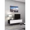 TV statīvs cama meble VIGO 140 — 1400×400×300 mm, skaidu plātnes virsma, melna/balts spīdums