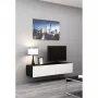 TV statīvs cama meble VIGO 140 — 1400×400×300 mm, skaidu plātnes virsma, melna/balts spīdums