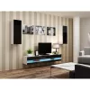 TV statīvs Cama Meble VIGO NEW 30/140/40 – 1400×400×300 mm, balta virsa, skaidu plātne, balts rāmis, balts/melns spīdums