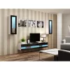 TV statīvs Cama Meble VIGO NEW 30/140/40 – 1400×400×300 mm, balta virsa, skaidu plātne, balts rāmis, balts/melns spīdums