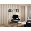 TV statīvs Cama Meble VIGO NEW 30/140/40 – 1400×400×300 mm, balta virsa, skaidu plātne, balts rāmis, balts/melns spīdums