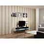 TV statīvs Cama Meble VIGO NEW 30/140/40 – 1400×400×300 mm, balta virsa, skaidu plātne, balts rāmis, balts/melns spīdums